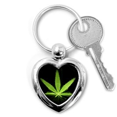 Marijuana Weed Drugs Neon Green Black Light Key Chains (heart) 