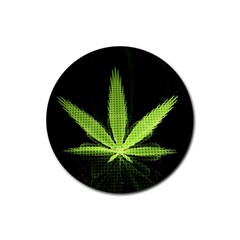 Marijuana Weed Drugs Neon Green Black Light Rubber Round Coaster (4 Pack) 