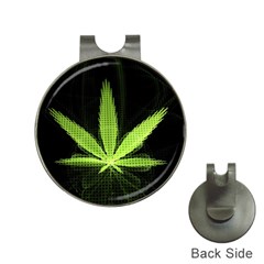 Marijuana Weed Drugs Neon Green Black Light Hat Clips with Golf Markers