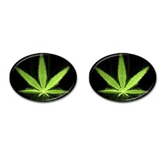 Marijuana Weed Drugs Neon Green Black Light Cufflinks (oval)