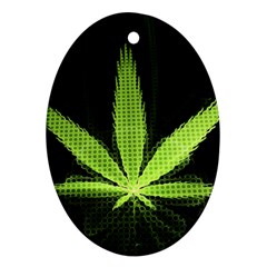 Marijuana Weed Drugs Neon Green Black Light Oval Ornament (two Sides) by Mariart