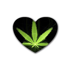 Marijuana Weed Drugs Neon Green Black Light Heart Coaster (4 Pack) 