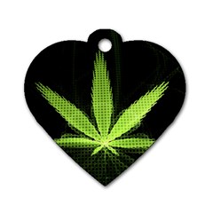 Marijuana Weed Drugs Neon Green Black Light Dog Tag Heart (Two Sides)