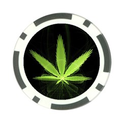 Marijuana Weed Drugs Neon Green Black Light Poker Chip Card Guard