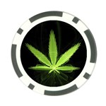 Marijuana Weed Drugs Neon Green Black Light Poker Chip Card Guard (10 pack) Front