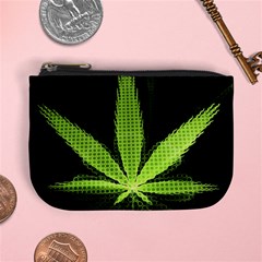 Marijuana Weed Drugs Neon Green Black Light Mini Coin Purses