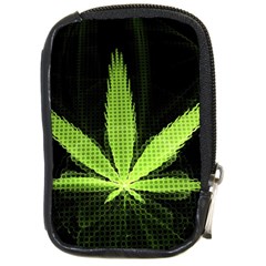 Marijuana Weed Drugs Neon Green Black Light Compact Camera Cases by Mariart