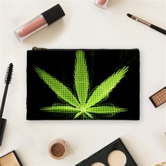 Marijuana Weed Drugs Neon Green Black Light Cosmetic Bag (medium)  by Mariart