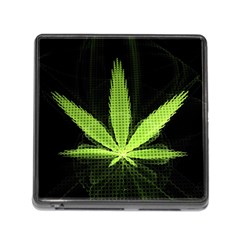 Marijuana Weed Drugs Neon Green Black Light Memory Card Reader (Square)