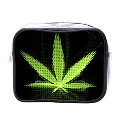 Marijuana Weed Drugs Neon Green Black Light Mini Toiletries Bags