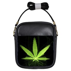 Marijuana Weed Drugs Neon Green Black Light Girls Sling Bags by Mariart