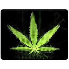 Marijuana Weed Drugs Neon Green Black Light Fleece Blanket (large) 