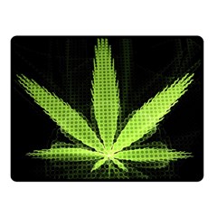 Marijuana Weed Drugs Neon Green Black Light Fleece Blanket (Small)