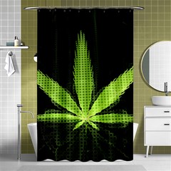 Marijuana Weed Drugs Neon Green Black Light Shower Curtain 48  x 72  (Small) 