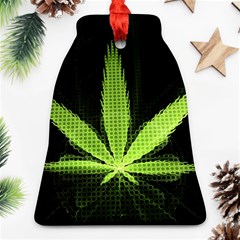 Marijuana Weed Drugs Neon Green Black Light Ornament (Bell)