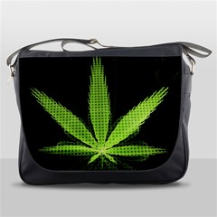 Marijuana Weed Drugs Neon Green Black Light Messenger Bags