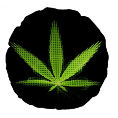 Marijuana Weed Drugs Neon Green Black Light Large 18  Premium Round Cushions