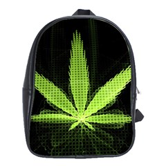 Marijuana Weed Drugs Neon Green Black Light School Bag (XL)