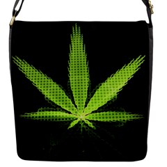 Marijuana Weed Drugs Neon Green Black Light Flap Messenger Bag (s)