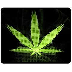 Marijuana Weed Drugs Neon Green Black Light Double Sided Fleece Blanket (medium)  by Mariart