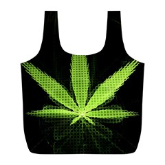 Marijuana Weed Drugs Neon Green Black Light Full Print Recycle Bags (l) 