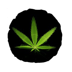 Marijuana Weed Drugs Neon Green Black Light Standard 15  Premium Flano Round Cushions