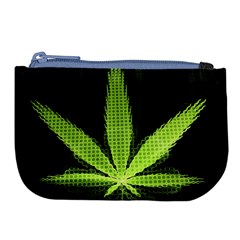 Marijuana Weed Drugs Neon Green Black Light Large Coin Purse by Mariart