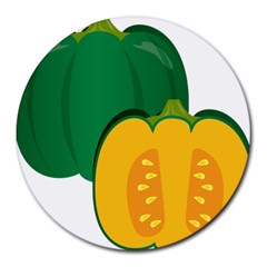 Pumpkin Peppers Green Yellow Round Mousepads by Mariart