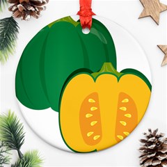 Pumpkin Peppers Green Yellow Round Ornament (two Sides)