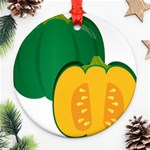 Pumpkin Peppers Green Yellow Round Ornament (Two Sides) Back