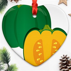 Pumpkin Peppers Green Yellow Heart Ornament (two Sides)