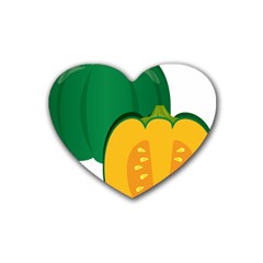 Pumpkin Peppers Green Yellow Rubber Coaster (heart)  by Mariart