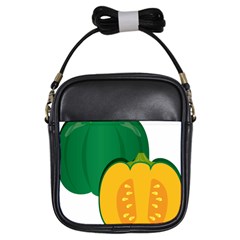 Pumpkin Peppers Green Yellow Girls Sling Bags