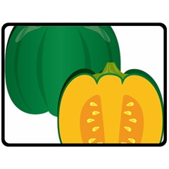 Pumpkin Peppers Green Yellow Fleece Blanket (large) 