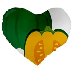 Pumpkin Peppers Green Yellow Large 19  Premium Heart Shape Cushions