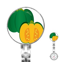 Pumpkin Peppers Green Yellow Stainless Steel Nurses Watch by Mariart