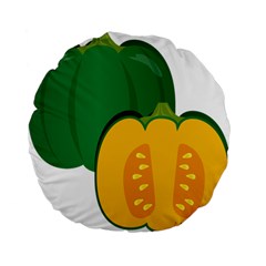 Pumpkin Peppers Green Yellow Standard 15  Premium Flano Round Cushions