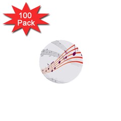 Musical Net Purpel Orange Note 1  Mini Buttons (100 pack) 