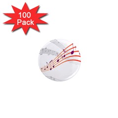 Musical Net Purpel Orange Note 1  Mini Magnets (100 pack) 