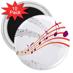 Musical Net Purpel Orange Note 3  Magnets (10 Pack)  by Mariart