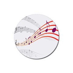 Musical Net Purpel Orange Note Rubber Coaster (round)  by Mariart