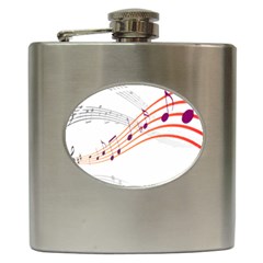 Musical Net Purpel Orange Note Hip Flask (6 Oz) by Mariart