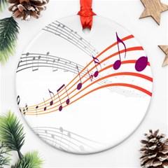 Musical Net Purpel Orange Note Round Ornament (two Sides) by Mariart