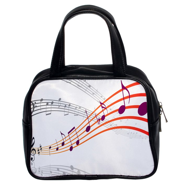 Musical Net Purpel Orange Note Classic Handbags (2 Sides)