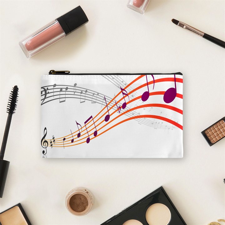 Musical Net Purpel Orange Note Cosmetic Bag (Small) 