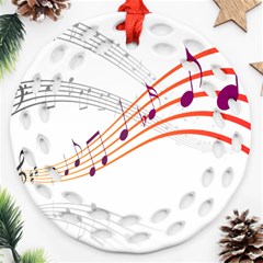 Musical Net Purpel Orange Note Ornament (round Filigree) by Mariart