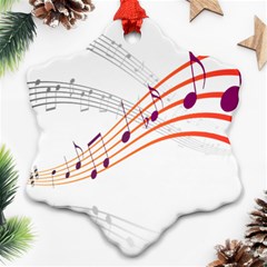 Musical Net Purpel Orange Note Snowflake Ornament (two Sides) by Mariart