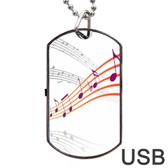 Musical Net Purpel Orange Note Dog Tag Usb Flash (one Side) by Mariart