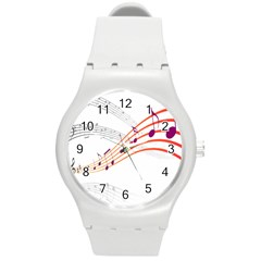 Musical Net Purpel Orange Note Round Plastic Sport Watch (m) by Mariart