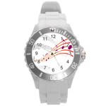 Musical Net Purpel Orange Note Round Plastic Sport Watch (L) Front